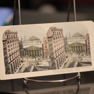 Carte Stéréoscope antique - Banque de Montréal place d’Armes - Canada