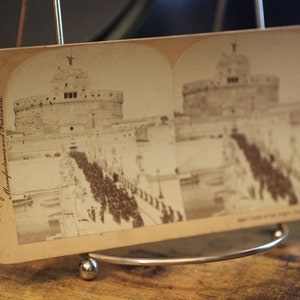 1905 kasteel van San Angelo, Rome, Italië Keystone View Company Stereoscope Viewer Card - Vintage architectuurfotografie