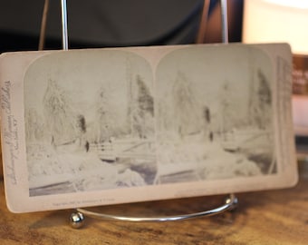 Antique Niagara Falls Stereoscope Card: 1892 Winter Landscape Photography
