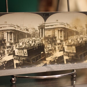 Antique World Bank of England & Royal Exchange, London England Keystone View Company Stereoscope Viewer Card - Vintage Cityscape Photography