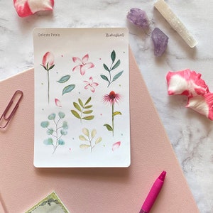 Delicate Petals Sticker Sheet | Floral | Flowers | Planner Stickers | Bullet Journaling Stickers | Bujo Stickers