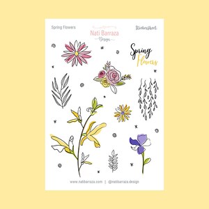 Spring Flowers Clear Sticker Sheet | Floral | Flowers | Planner Stickers | Bullet Journaling Stickers | Bujo Stickers
