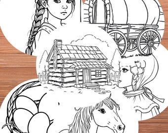 Pioneer Prairie Little House coloring pages inspired by Laura Ingalls activities