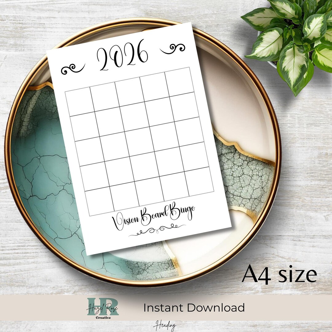 A4 2026 Vision Board Bingo Card, Printable Bingo Journal Inserts ...