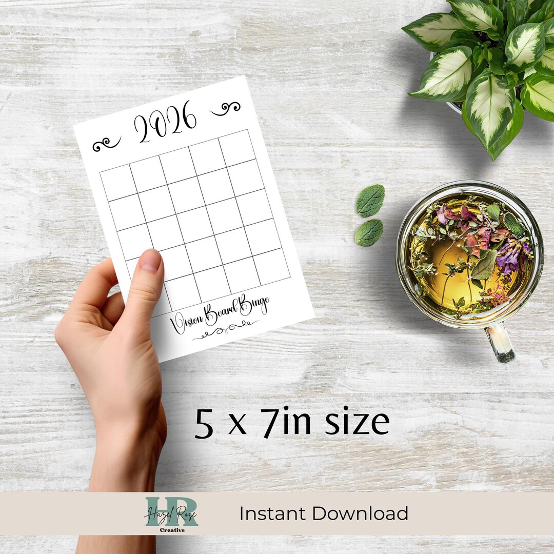5x7 Inch 2026 Vision Board Bingo Card, Printable Bingo Journal Inserts ...