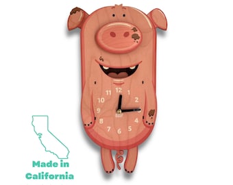 Pig Pendulum Clock | Pig Wall Clock | Farm Animal Decor | Pig Gifts | Kids Clock | Pig Wall Art | Pig Farmhouse Decor | Pig Lovers