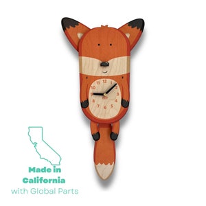 Fox Pendulum Clock | Woodland Nursery Decor | Kids Clock | Woodland Animals Kids Decor | Forest Animals | Baby Shower Gift I Personalize