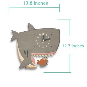 Shark Pendulum Clock - Wall Clock - Wall Decor for Baby Nursery or Kids Bedroom - Nautical Nursery - Ocean Animals - Shark Gift image 4