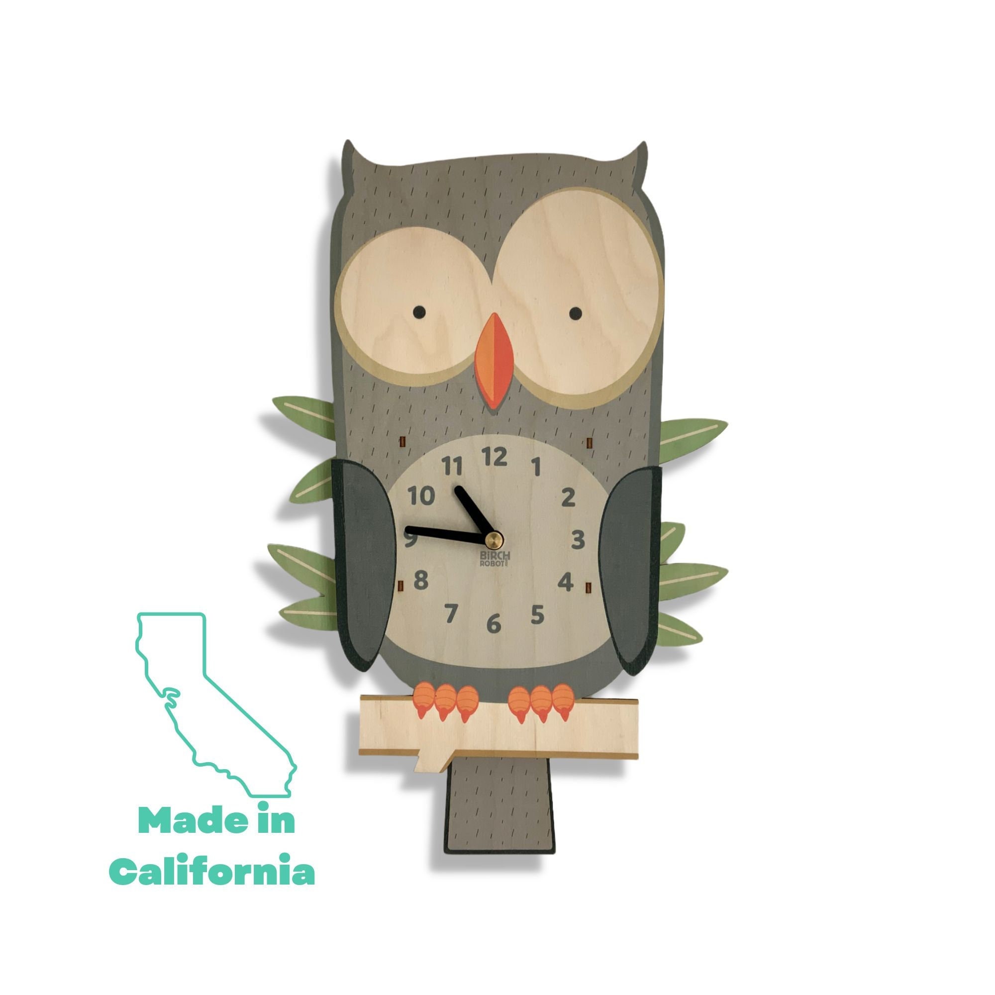Owl Pendulum Clock Wall Clock Wall Decor Woodland Nursery Kids Bedroom Owl  Wall Art Nursery Clock Owl Gifts 