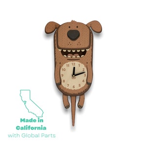 Dog Pendulum Clock | Puppy Clock | Dog Wagging Tail Clock | Gift for Dog Lovers |Animal Clocks | Dog Wall Art | Dog Decor | Kids Clock