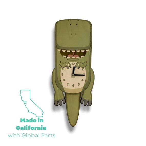 T-Rex Pendulum Clock | Dinosaur Nursery Decor | Kids Clock | Dino Clock | Dinosaur Kids Room Decor | Dinosaur Wall Art | Tyrannosaurus Rex