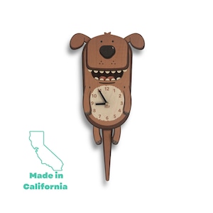 Dog Pendulum Clock | Puppy Clock | Dog Wagging Tail Clock | Gift for Dog Lovers |Animal Clocks | Dog Wall Art | Dog Decor | Kids Clock