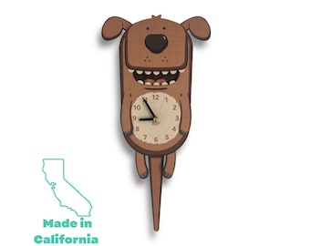 Dog Pendulum Clock | Puppy Clock | Dog Wagging Tail Clock | Gift for Dog Lovers |Animal Clocks | Dog Wall Art | Dog Decor | Kids Clock