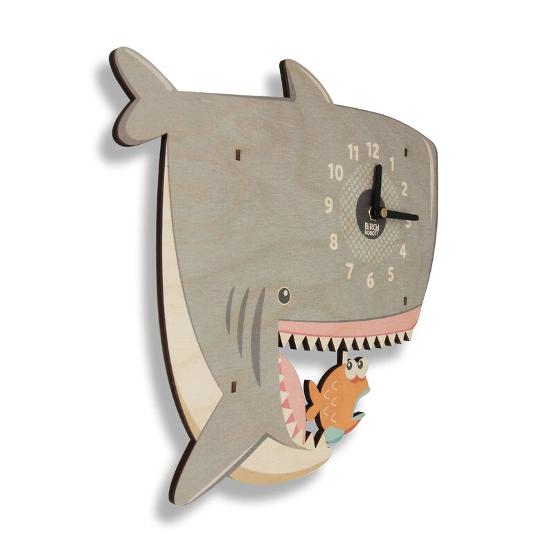 Wood Shark Pendulum Clock Wall Clock Wall Decor for Baby Etsy