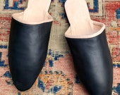 18th Century Regency Era Reproduction Handmade Heeled Mules Men 39 s Black Leather Shoes