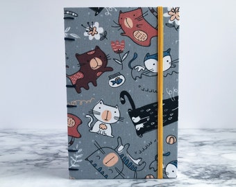 Medium Cat Journal, Coptic Stitch Journal, Lined Journal, Cat Notebook, Hardcover Journal, Cute Journal, Lined Notebook, Cute Notebook