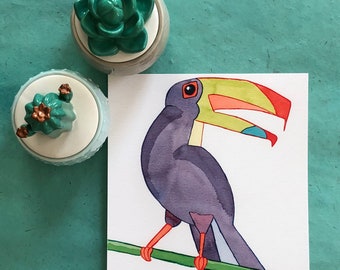 Watercolor Print, Art Print, Toucan, Birds, Wall Art, Giclee