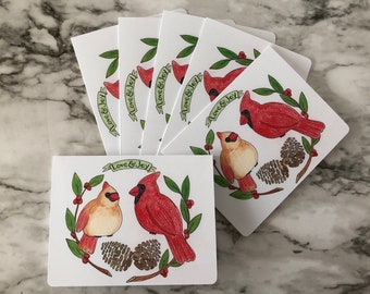 Cardinal Holiday Greeting Card Set, Cardinal Notecards, Cardinal Notecard Set, Holiday Greeting Card Set, Blank Greeting Card, Holiday Card