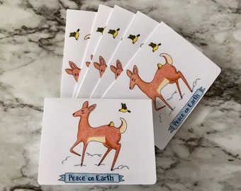Deer Holiday Greeting Card Set, Deer Greeting Card Set, Deer Notecard Set, Blank Greeting Card Set, Blank Notecards, Holiday Greeting Cards