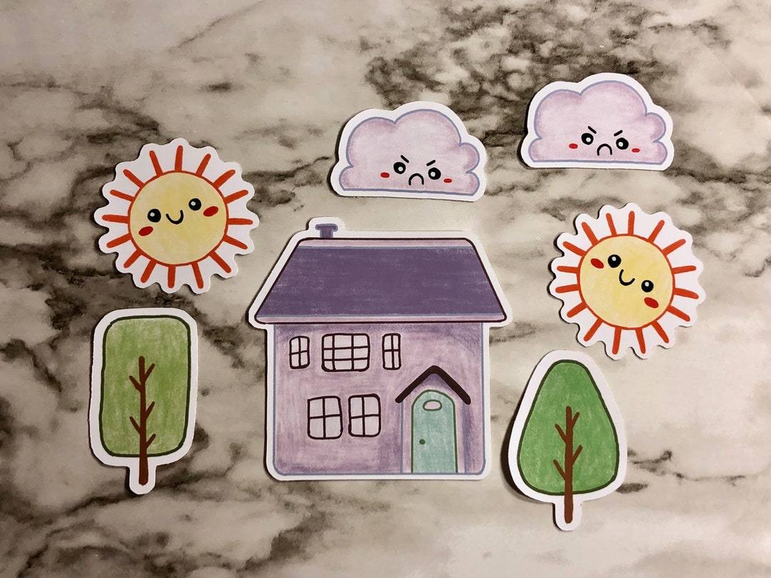 House Sticker Set Cute Sticker Set Weather Sticker Set Cute Etsy