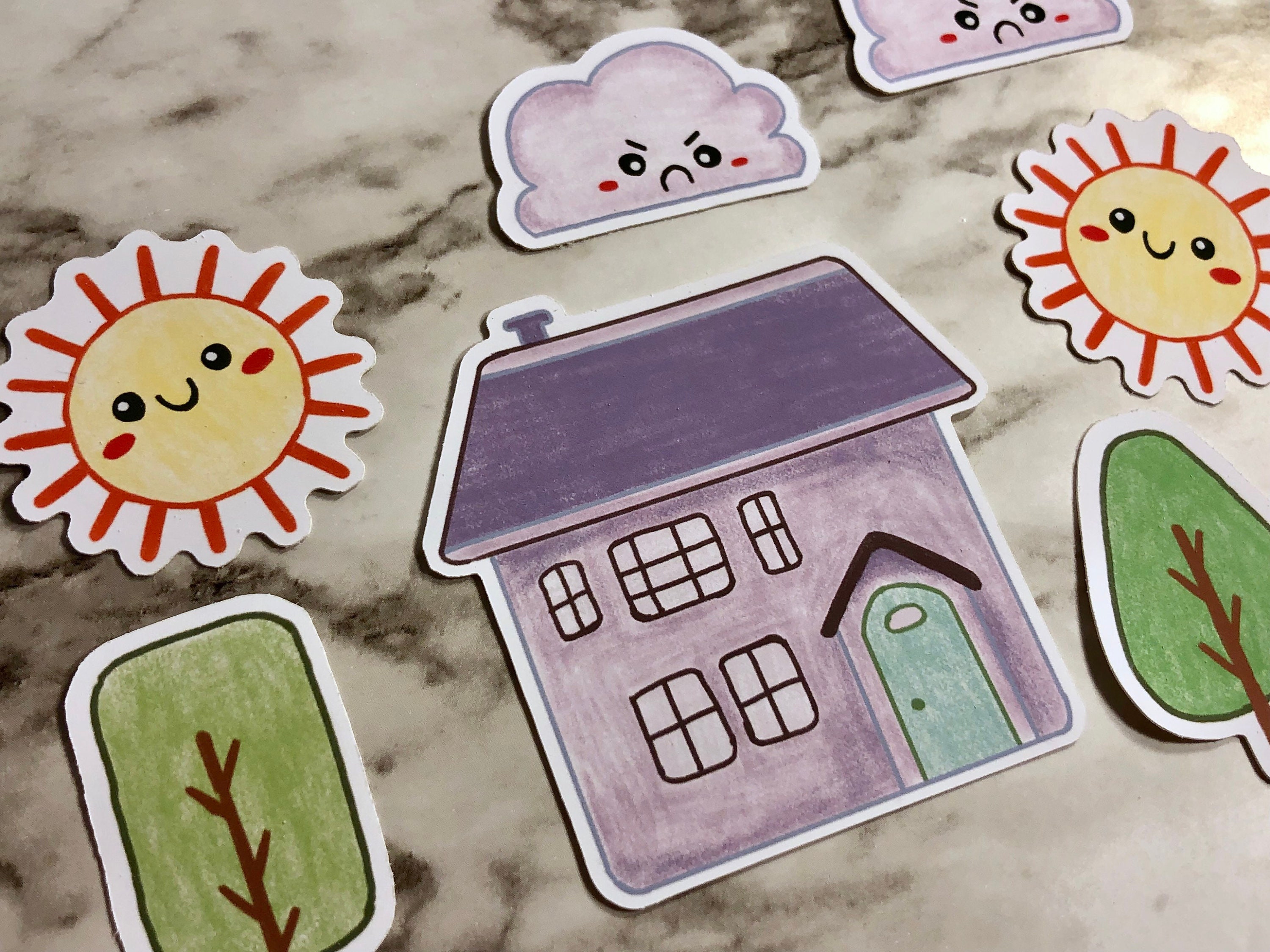 House Sticker Set Cute Sticker Set Weather Sticker Set Cute Etsy