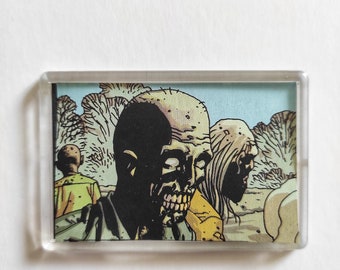 The Walking Dead Zombies Fridge Magnet Mini Frame , Unique Recycled Comic Book Gifts