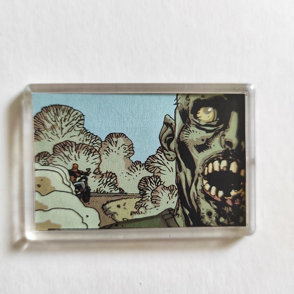 The Walking Dead Zombie Fridge Magnet Mini Frame , Unique Recycled Comic Book Gifts