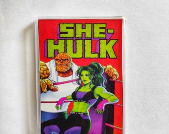 She-Hulk and The Thing Original Large Comic Book Fridge Magnet/Mini Frame, Unique Recycled Comic Book Gifts