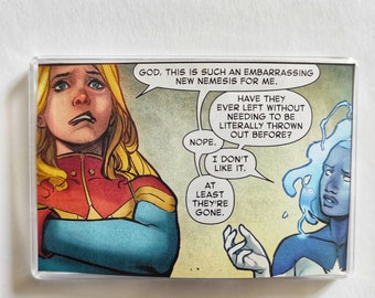 Captain Marvel Nemesis Large Fridge Magnet Mini Frame, Unique Recycled Comic Book Gifts