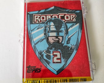 Vintage Robocop 2 Unopened Wax Packet of Trading Card and Gum in Protective Case