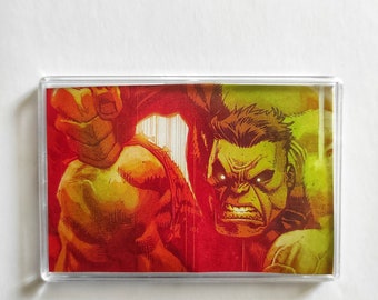 Hulk Red Original Large Comic Book Fridge Magnet/Mini Frame, Unique Recycled Comic Book Gifts