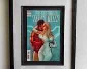 Tony Stark and Emma Frost Romantic Framed Comic Book