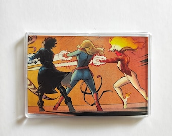 Captain Marvel Binary Spectrum Large Fridge Magnet Mini Frame, Unique Recycled Comic Book Gifts