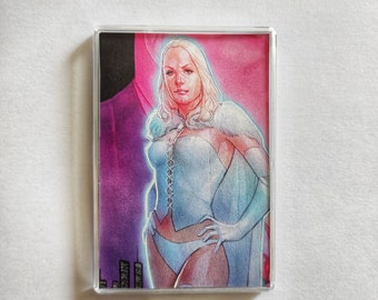 Emma Frost X-Men Original Large Comic Book Fridge Magnet/Mini Frame, Unique Recycled Comic Book Gifts