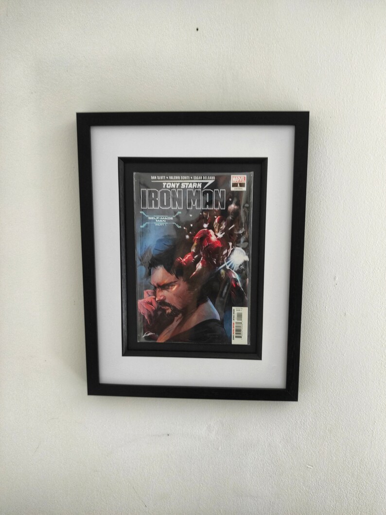 Tony Stark: Iron Man 2018 1 Framed Comic Book Superhero Wall Art Black Frame