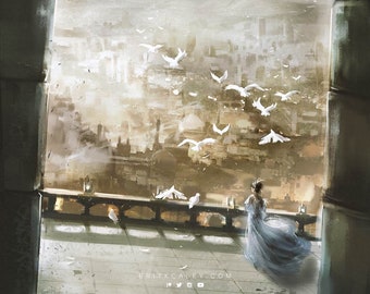 Isolation - Fantasy - Ruins - Princess - Castle - Architecture - Wall Art - Original Art - 4x6, 8.5x11, 12x18 Print