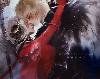 Dimitri and Edelgard - Fire Emblem Three Houses - Poster - Print - Painting - Fanart - Wall Art - 4x6, 8.5x11, 12x18