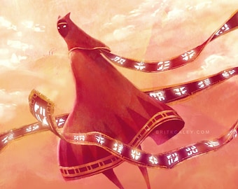 Journey Game Fan Art Print: Red Cloak Traveler Poster
