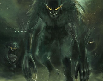 Cursebreaker Art Print: Fantasy Demon, Monster, and Archer