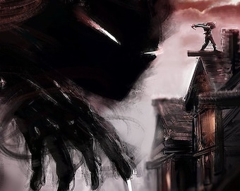 Banebringer Fantasy Art Print: Monster Archer, Horror Scifi Wall Decor