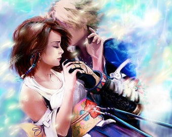Final Fantasy X Fanart Print: Tidus and Yuna Painting