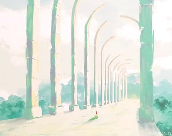 Fantasy Painting - Poster - Ruins - Arches - Architecture - Wall Art - Original Art - Shines on You - Print