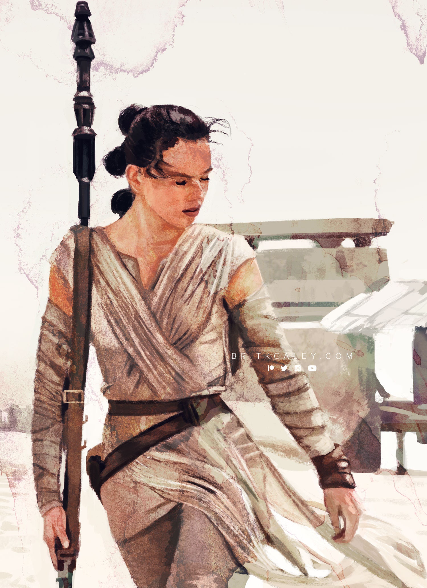 Pittig Tomaat Milieuactivist Star Wars Rey Jedi Disney Fanart Painting Poster - Etsy