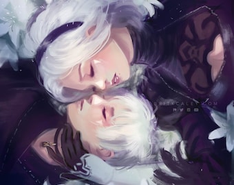 Nier Automata 2B 9S Print: Lunar Tear Fanart Poster