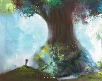 Fantasy Landscape Art Print: Temple, Adventure, Broken World