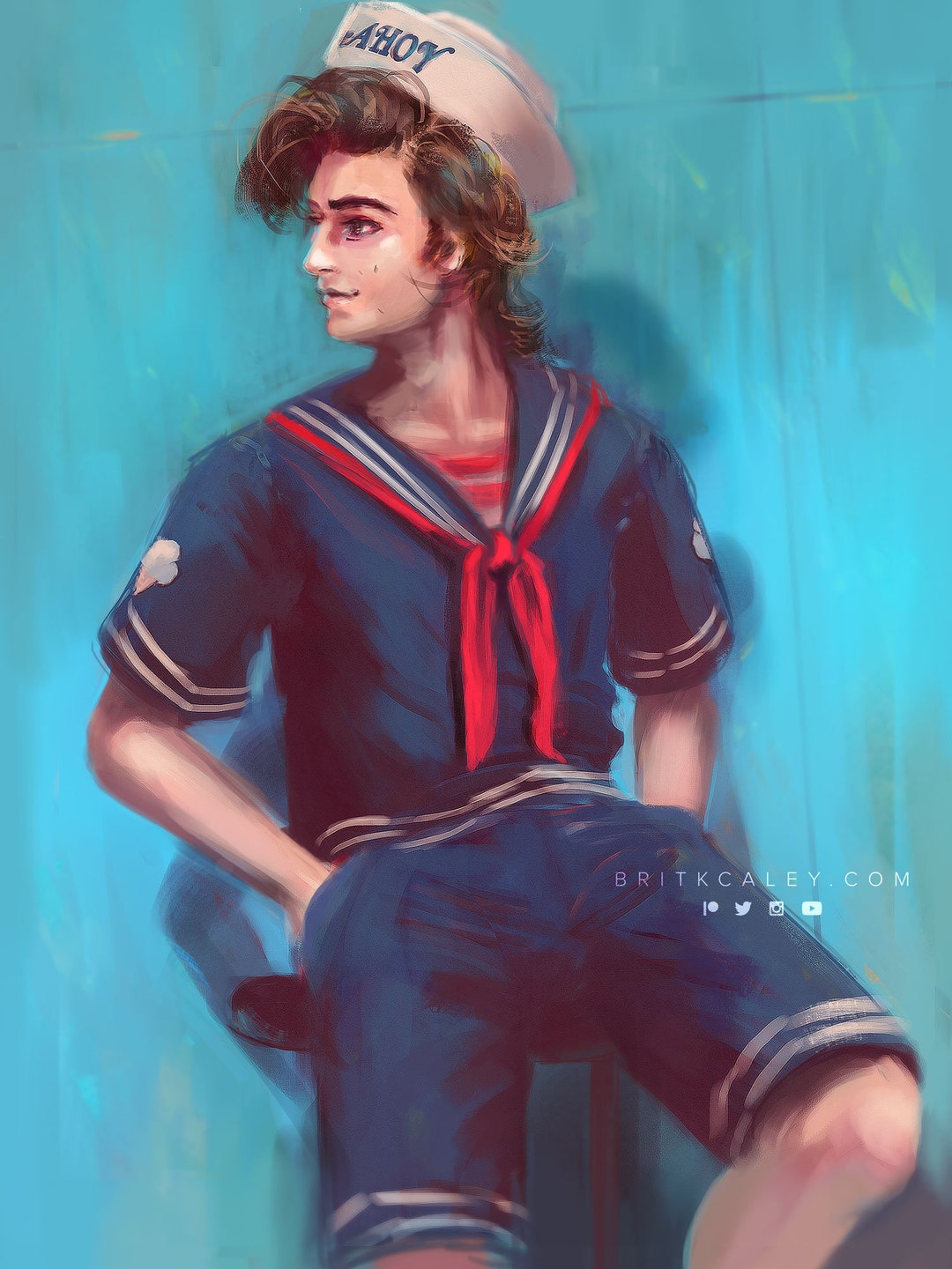 Stranger Things 3 Scoops Ahoy Steve Harrington Fanart Painting Poster