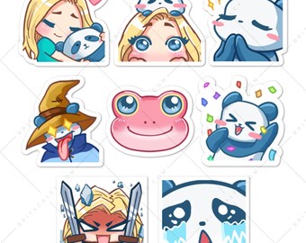 Chibi Panda Stickers - Twitch - Emotes - Frog - Cute - Kawaii - Brit K. Caley - waterproof - vinyl
