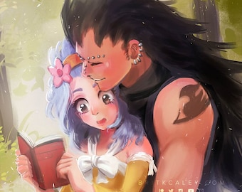 Gajeel and Levy - Poster - Print - Painting - Fanart - Wall Art - 4x6, 8.5x11, 12x18