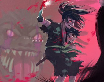 Dororo & Hyakkimaru Art Print: Anime Samurai Poster