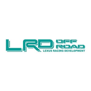 Peut inclure: Logo de couleur turquoise sur fond blanc, avec le texte "LRD OFF ROAD LEXUS RACING DEVELOPMENT". Le texte est dans une police moderne et stylisée. Le logo est pour la course Lexus.